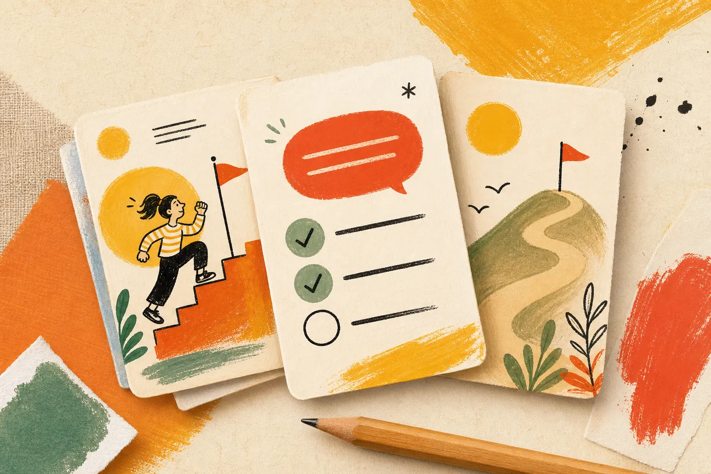Confidence Gym daily reps screen with a warm illustrated scene and a day streak counter