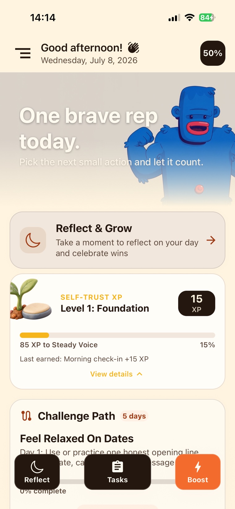 Confidence Gym app screen